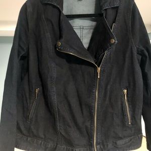 Denim moto jacket asymmetrical zip 16W